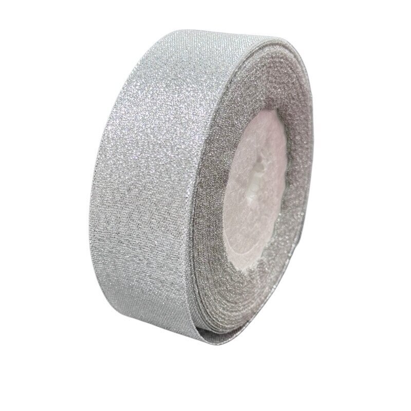32mm sidabro sp. blizgi organzos juostelė, 1vnt., ±20m