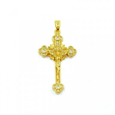 33x19mm 18k aukso sp. nerūdijančio plieno pakabukas kryžius, 1vnt.