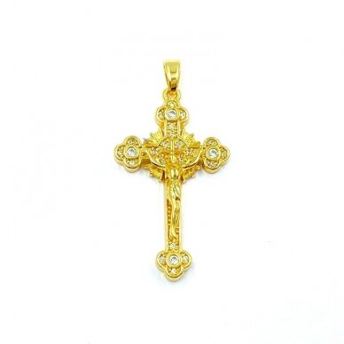 33x19mm 18k aukso sp. nerūdijančio plieno pakabukas kryžius, 1vnt. 33x19mm 18k aukso sp. nerūdijančio plieno pakabukas kryžius, 1vnt.