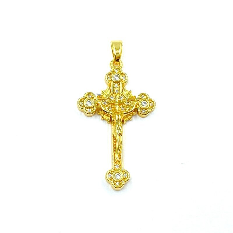 33x19mm 18k aukso sp. nerūdijančio plieno pakabukas kryžius, 1vnt.