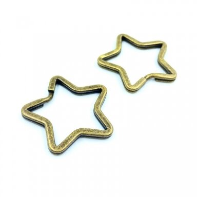 34mm žalvario sp. raktų pakabukų žiedas žvaigždės formos, 3vnt. 34mm žalvario sp. raktų pakabukų žiedas žvaigždės formos, 3vnt.