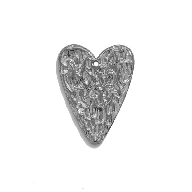 34x24mm platinos sp. nerūdijančio plieno pakabukas širdis, 1vnt.