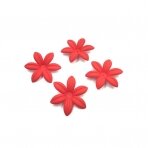 35x35mm raudonos sp. ECO plastiko karoliukai gėlės, 4vnt.