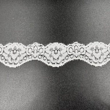 35mm baltos sp. elastinis nėrinys, 1m