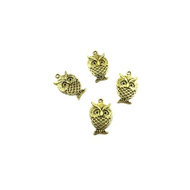 24x15mm aukso sp. pakabukas pelėda, 12vnt.
