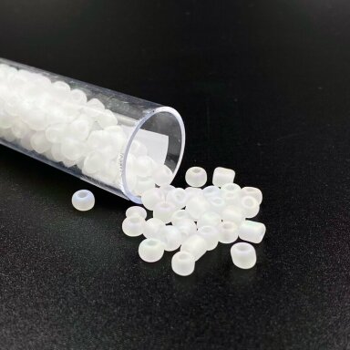 3,5x4mm matiniai baltos AB sp. biserio karoliukai, ±12g