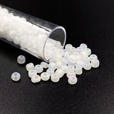 3,5x4mm matiniai skaidrios AB sp. biserio karoliukai, ±12g