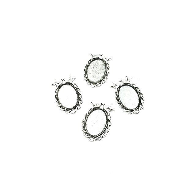 38x26mm sidabro sp. rėmelis 25x18,2mm kabošonui, 4vnt.