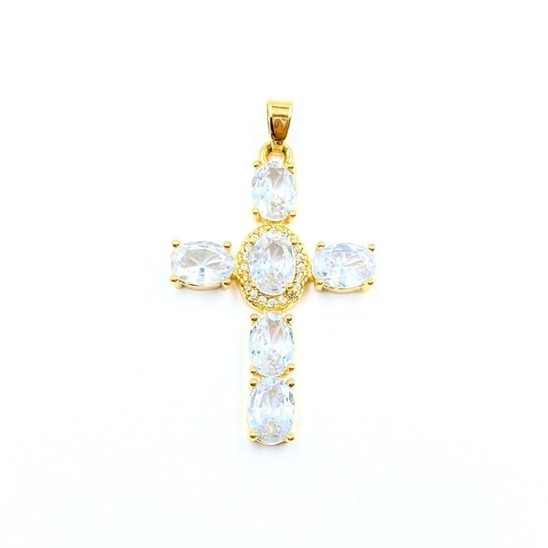 35x23mm 18k aukso sp. nerūdijančio plieno pakabukas kryžius, 1vnt. 35x23mm 18k aukso sp. nerūdijančio plieno pakabukas kryžius, 1vnt.