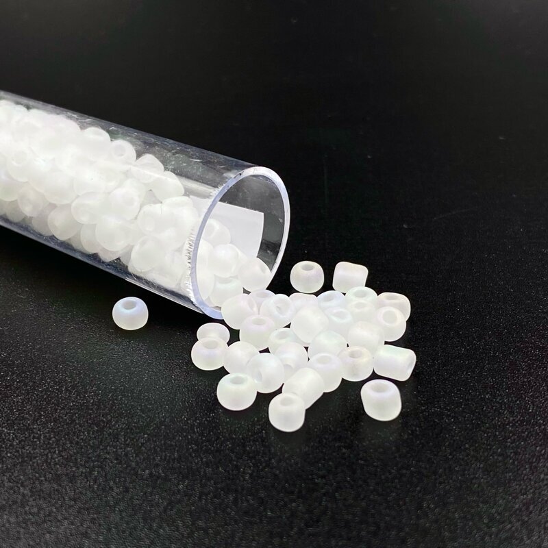 3,5x4mm matiniai baltos AB sp. biserio karoliukai, ±12g