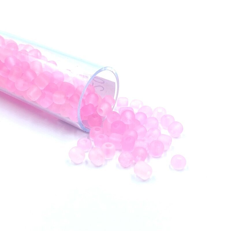 3,5x4mm matiniai rožinės sp. biserio karoliukai, ±12g