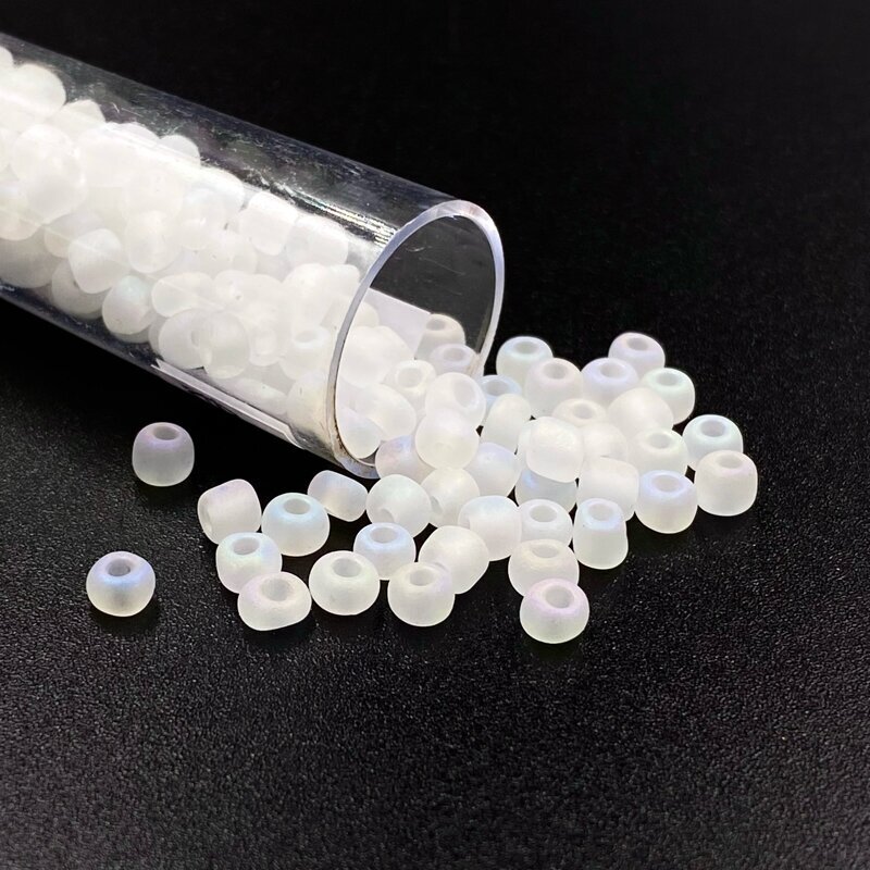 3,5x4mm matiniai skaidrios AB sp. biserio karoliukai, ±12g