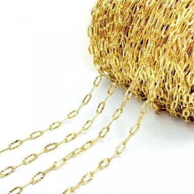 3,7mm 18k aukso sp. nerūdijančio plieno lituota grandinėlė, 1m 3,7mm 18k aukso sp. nerūdijančio plieno lituota grandinėlė, 1m