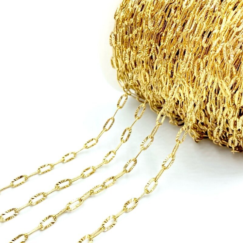 3,7mm 18k aukso sp. nerūdijančio plieno lituota grandinėlė, 1m