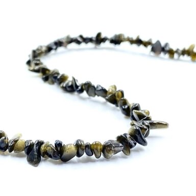 4-12mm auksinis obsidianas, skalda, 40cm juosta