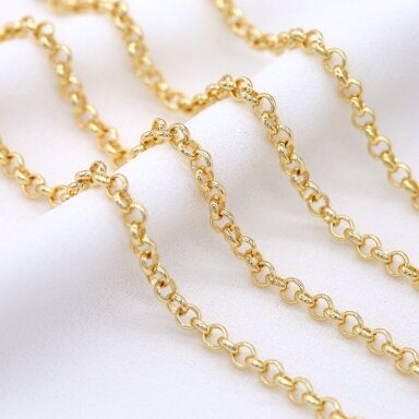 3mm 14k aukso sp. nerūdijančio plieno lituota grandinėlė, 1m 3mm 14k aukso sp. nerūdijančio plieno lituota grandinėlė, 1m
