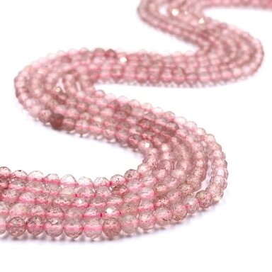 3mm facetuotas vyšninis kvarcas, 40cm juosta