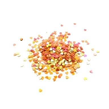 3mm oranžinės sp. žvyneliai širdutės, 5g