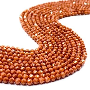 3mm matiniai oranžinės sp. cirkonio karoliukai, 40cm juosta 3mm matiniai oranžinės sp. cirkonio karoliukai, 40cm juosta