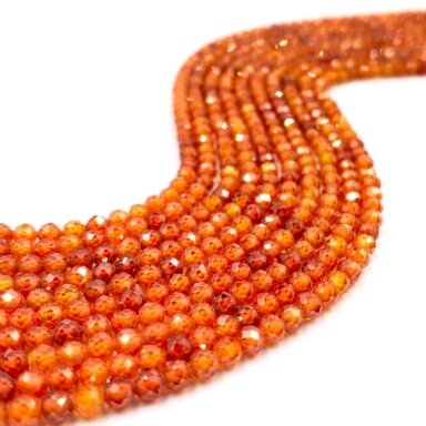 3mm oranžinės sp. cirkonio karoliukai, 40cm juosta 3mm oranžinės sp. cirkonio karoliukai, 40cm juosta