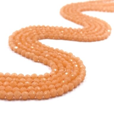 3mm oranžinės sp. facetuota katės akis, ŠVIEČIA TAMSOJE 40cm juosta 3mm oranžinės sp. facetuota katės akis, ŠVIEČIA TAMSOJE 40cm juosta