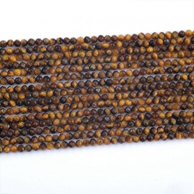 3,5mm facetuota tigro akis, 40cm juosta 3,5mm facetuota tigro akis, 40cm juosta