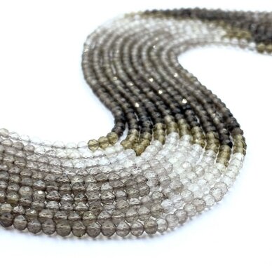 3mm facetuotas dūminis kvarcas, 40cm juosta 3mm facetuotas dūminis kvarcas, 40cm juosta