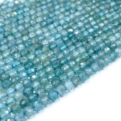 3mm facetuotas mėlynas apatitas, 40cm juosta 3mm facetuotas mėlynas apatitas, 40cm juosta