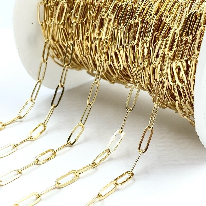 3mm 14k aukso sp. nerūdijančio plieno lituota grandinėlė, 1m 3mm 14k aukso sp. nerūdijančio plieno lituota grandinėlė, 1m