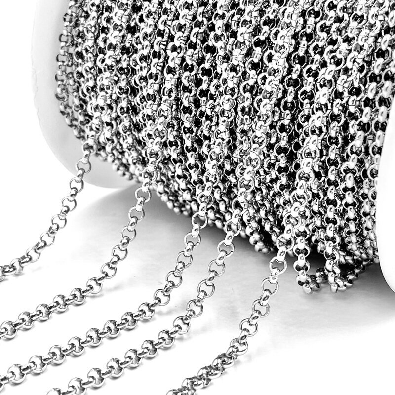 3mm platinos sp. nerūdijančio plieno grandinėlė, 1m