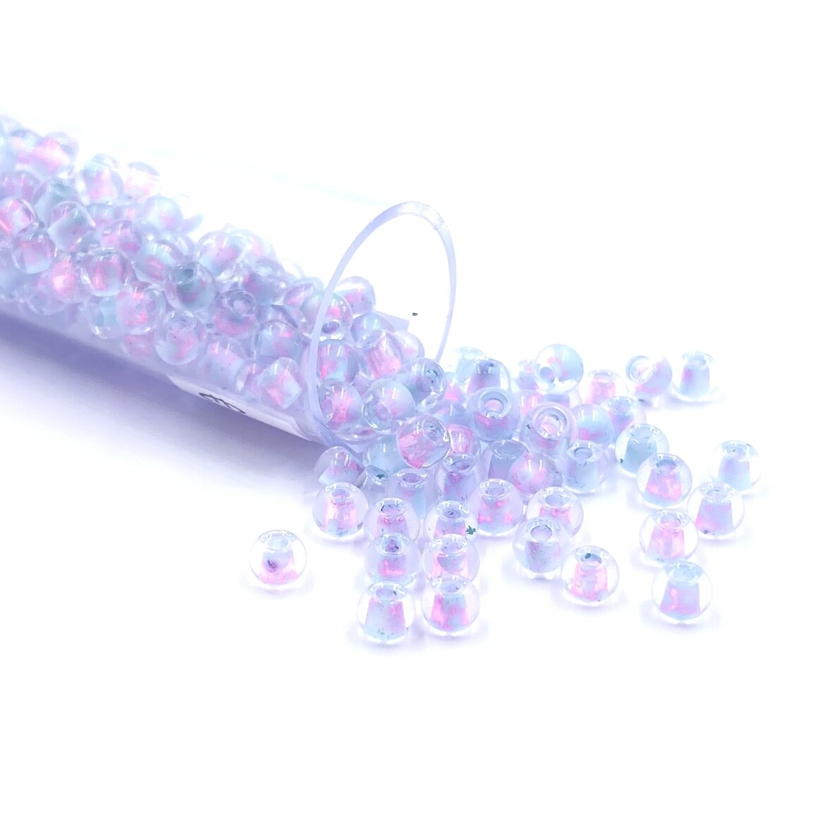 3x4mm žydros ir rožinės sp. biserio karoliukai, ±12g