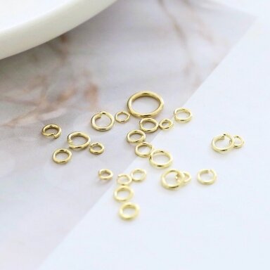 3x0,4mm 18k aukso sp. nerūdijančio plieno žiedeliai, 20vnt. 3x0,4mm 18k aukso sp. nerūdijančio plieno žiedeliai, 20vnt.