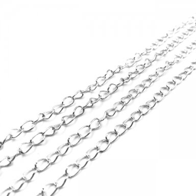 6x4mm sidabro sp. grandinėlė, 1m