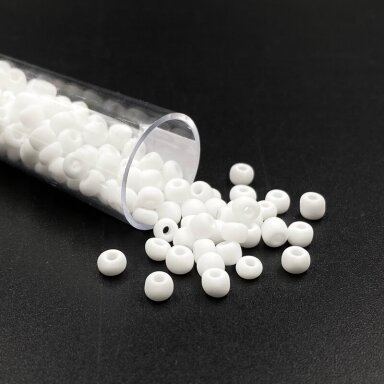 3x4mm matiniai baltos sp. biserio karoliukai, ±11g