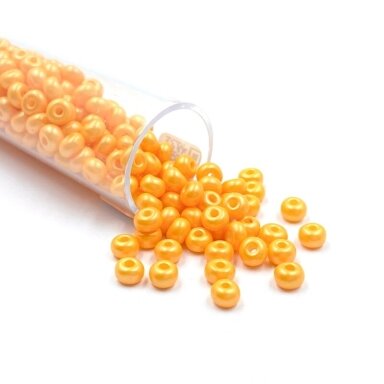 3x4mm oranžinės sp. biserio karoliukai, ±13g