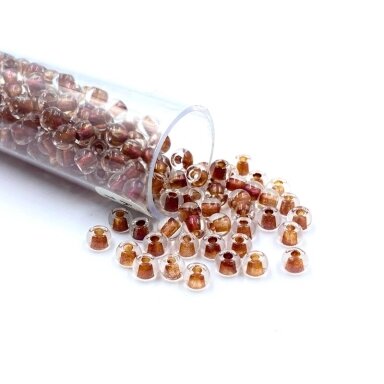 3x4mm rausvos sp. biserio karoliukai, ±12g