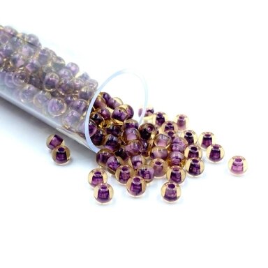 3x4mm violetinės ir rudos sp. biserio karoliukai, ±11g