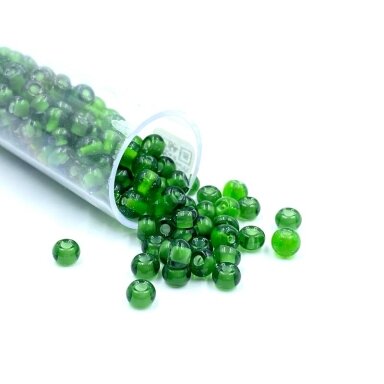 3x4mm žalios sp. biserio karoliukai, ±12g