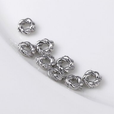3x8mm platinos sp. nerūdijančio plieno intarpas su cirkoniais, 1vnt.