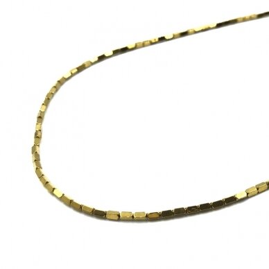 3x1,5mm aukso sp. stačiakampio formos hematitas, 40cm 3x1,5mm aukso sp. stačiakampio formos hematitas, 40cm