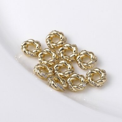 3x8mm 14k aukso sp. nerūdijančio plieno intarpas su cirkoniais, 1vnt.