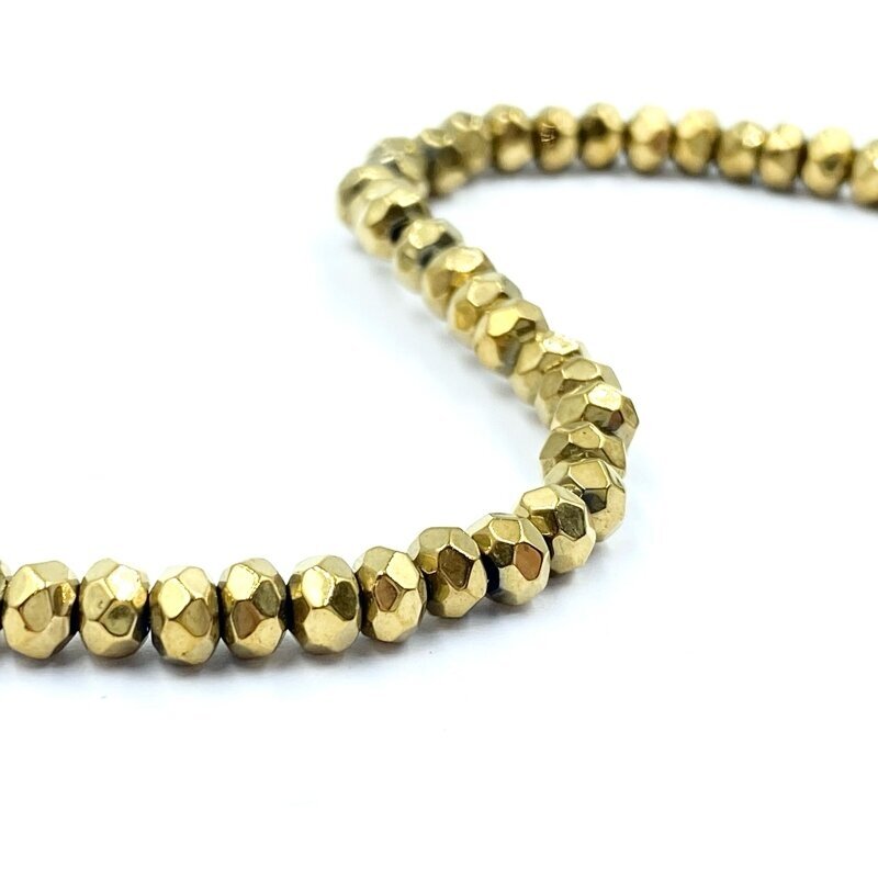 3x4mm 14k aukso sp. disko formos hematitas, 40cm juosta 3x4mm 14k aukso sp. disko formos hematitas, 40cm juosta