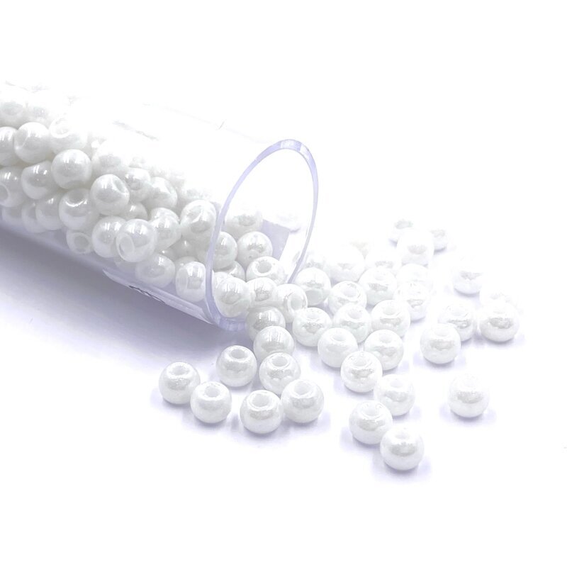 3x4mm perlamutrinės baltos sp. biserio karoliukai, ±12g