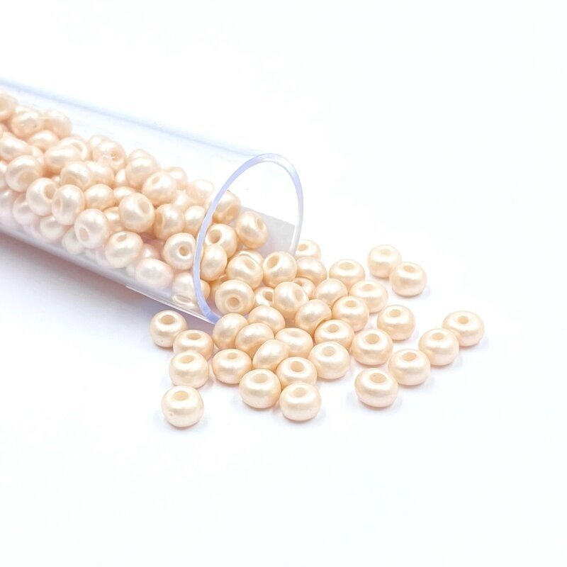 3x4mm perlamutrinės persikinės sp. biserio karoliukai, ±12g