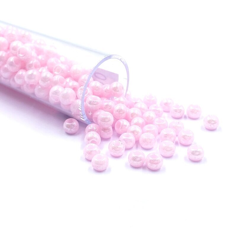 3x4mm rožinės sp. biserio karoliukai, ±12g
