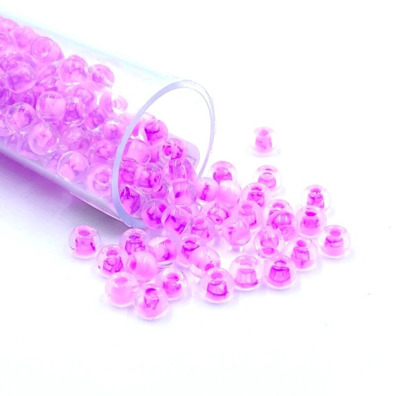 3x4mm rožinės sp. biserio karoliukai, ±12g