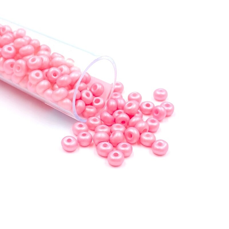 3x4mm rožinės sp. biserio karoliukai, ±12g