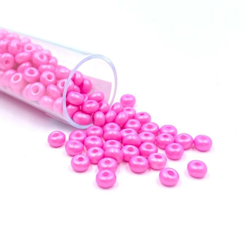 3x4mm rožinės sp. biserio karoliukai, ±13g