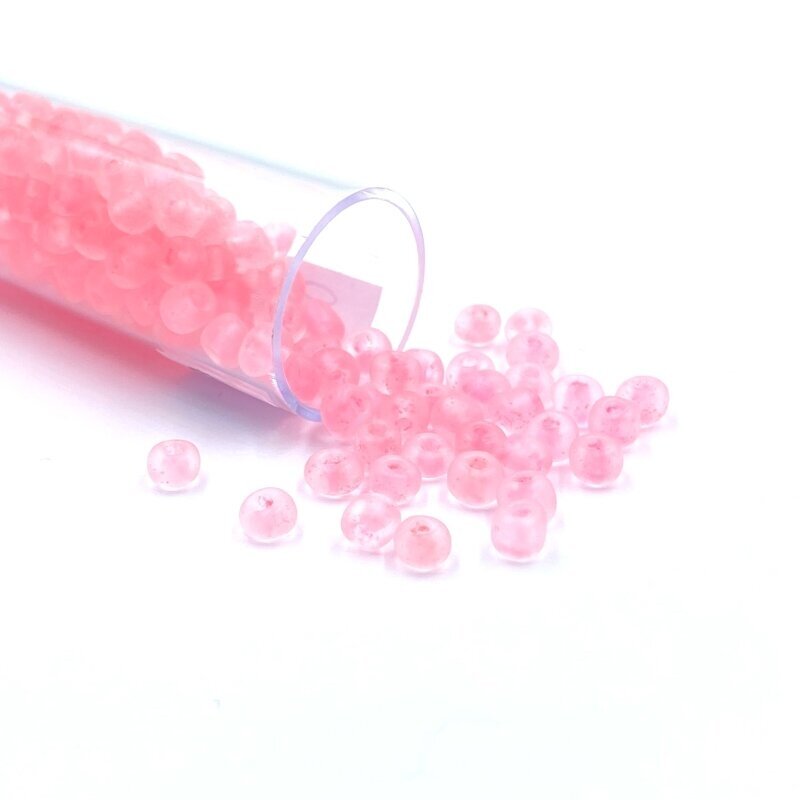 3x4mm rožinės sp. biserio karoliukai, ±13g