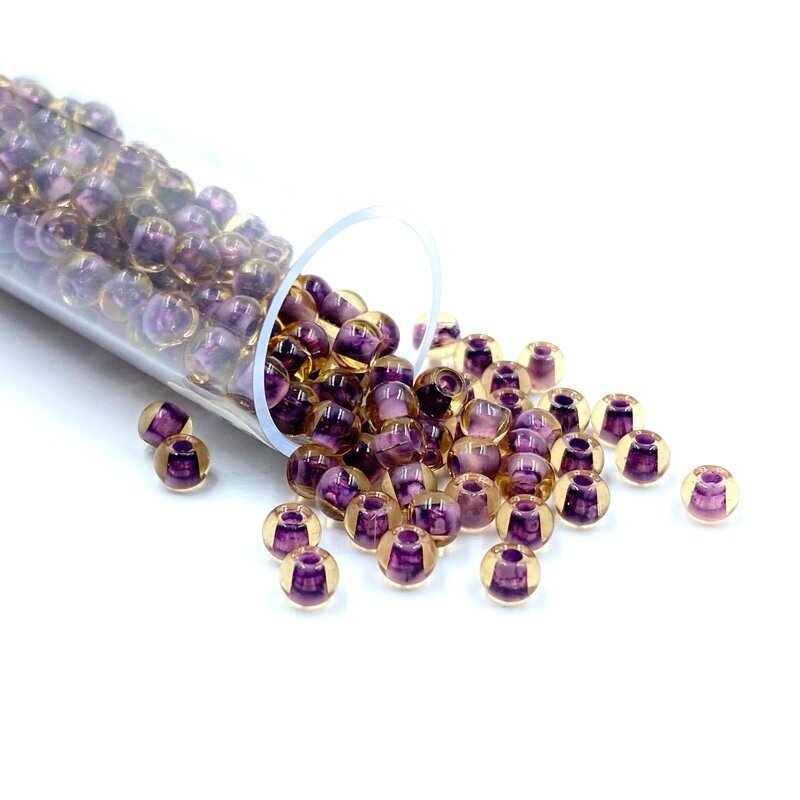 3x4mm violetinės ir rudos sp. biserio karoliukai, ±11g